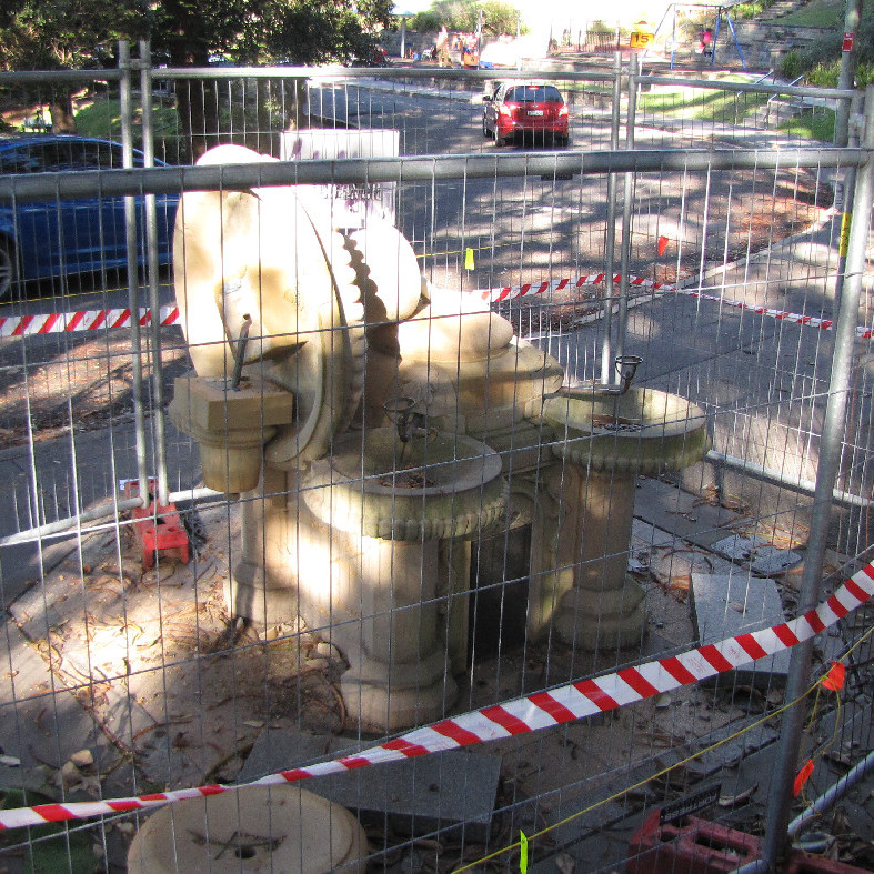 Dismantled stone water fountain, Newcastle, NSW, 2012