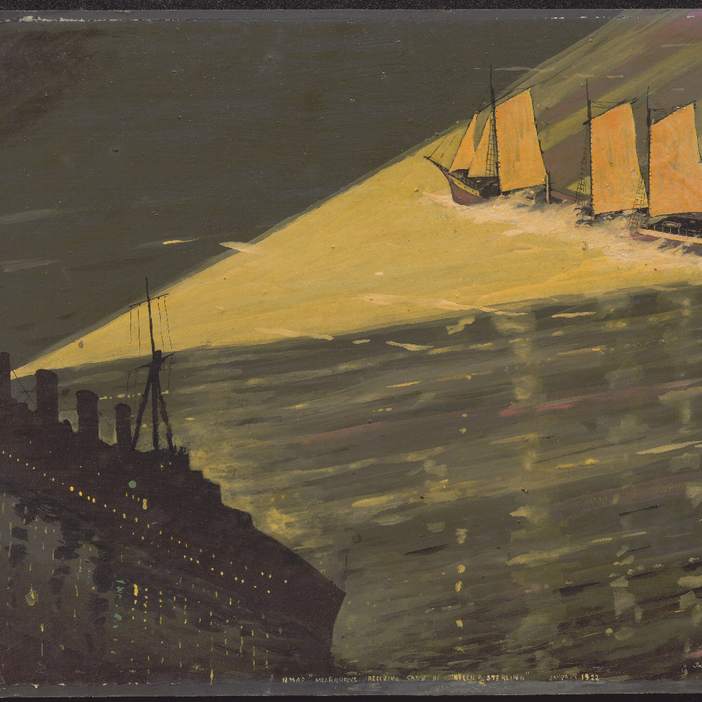 HMAS Melbourne rescuing crew of Helen B Sterling, Jan 1922- Terry Callen