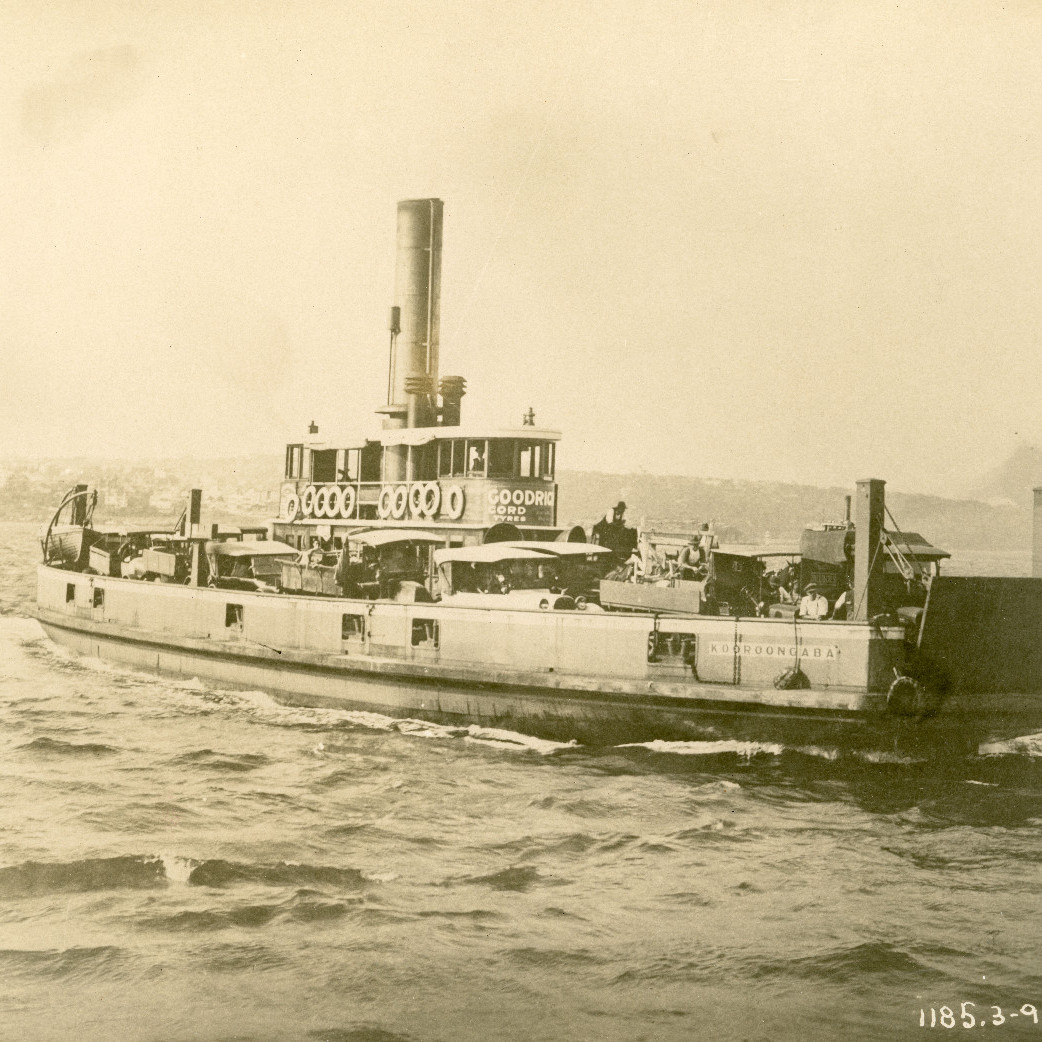 Vehicle Ferry 'Kooroongaba' on Sydney Harbour, 1928. Built at Walsh Island Dockyard
