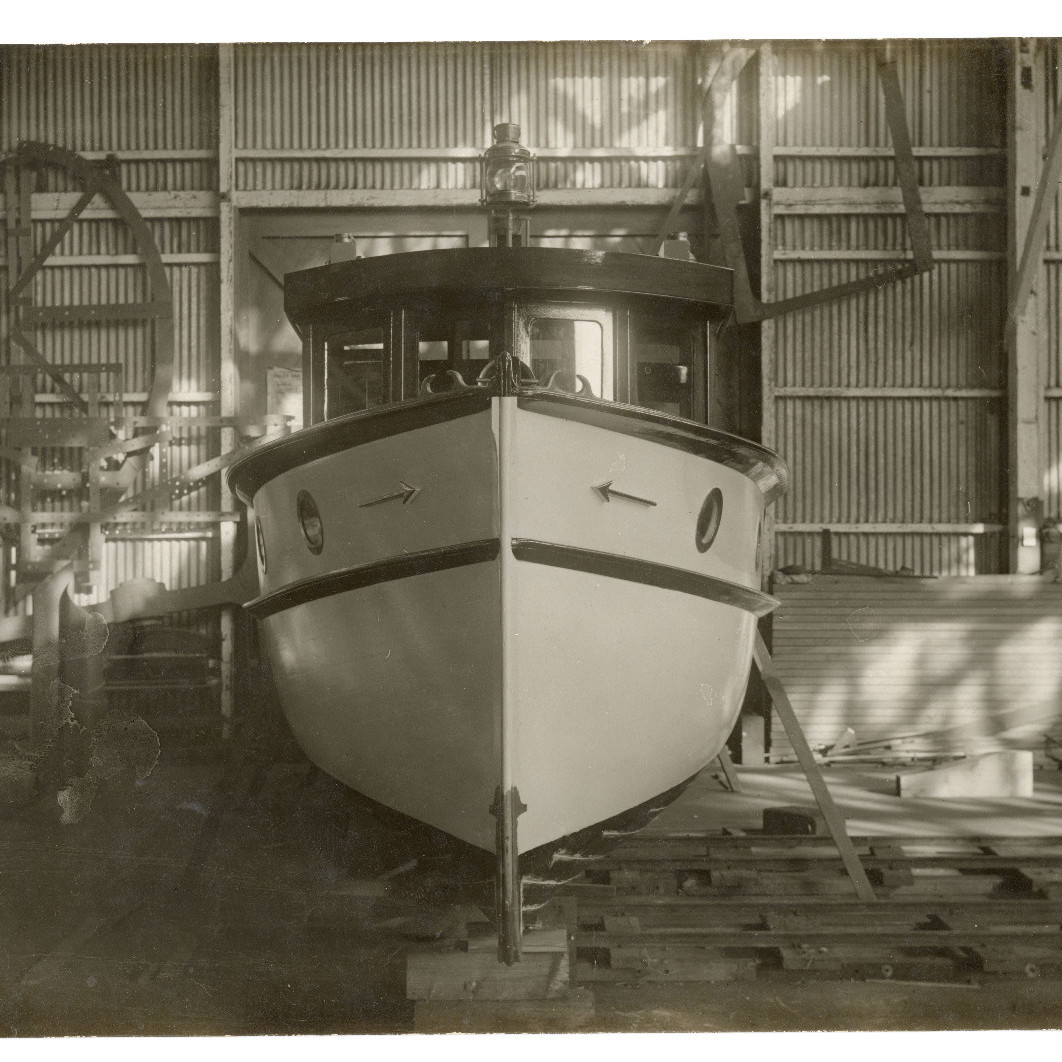 Unidentified Motor Launch being built at Walsh Island Dockyard, 1927