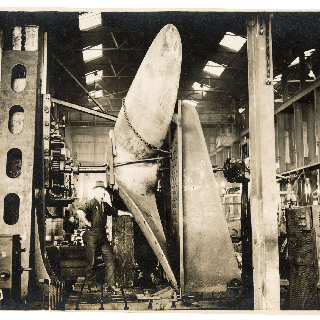 Man standing with Propeller at Walsh Island Dockyard