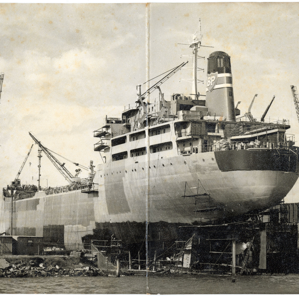 BP Enterprise under construction at State Dockyard, 1968
