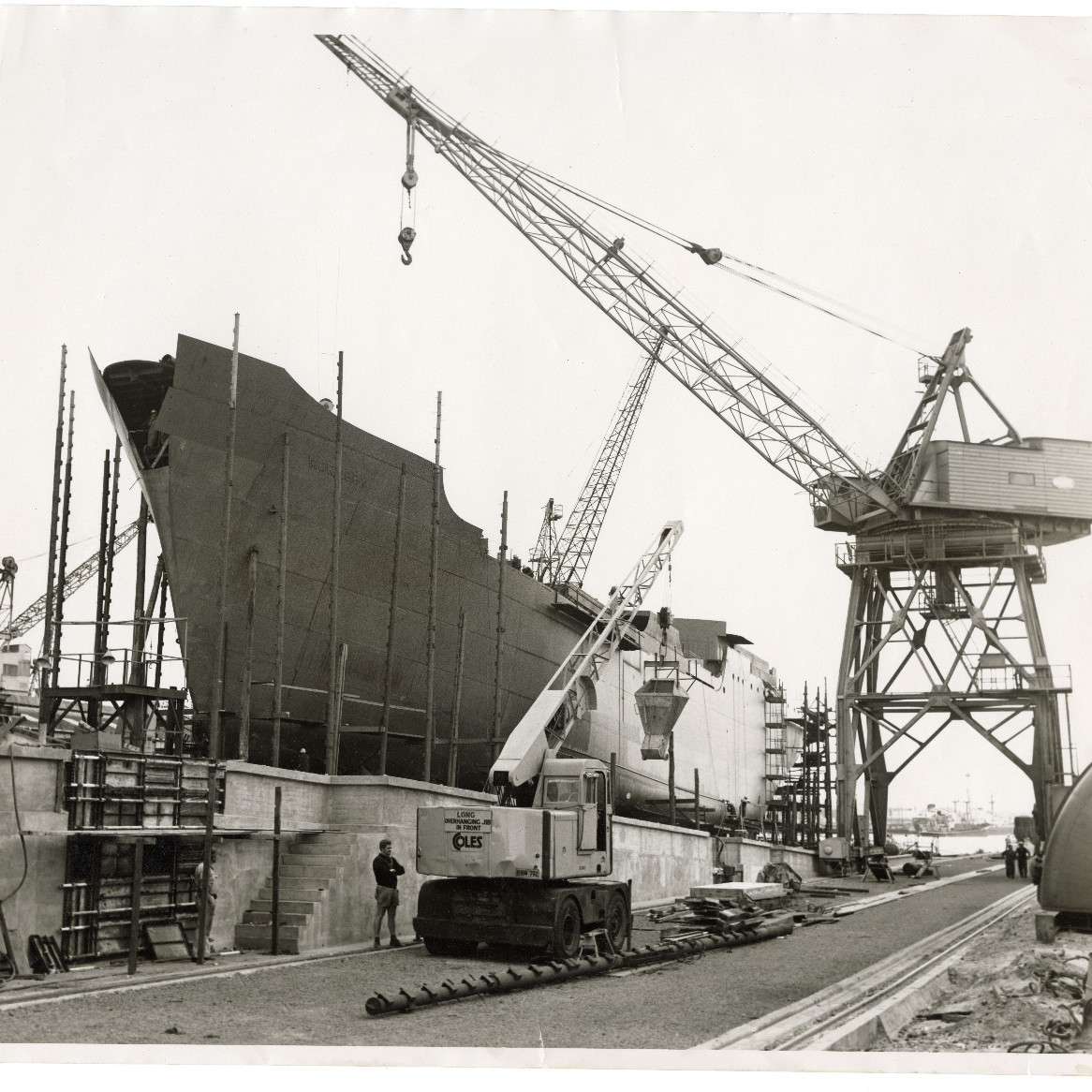 Unidentified Ship in State Dockyard Slipway, possibly 'Moresby', 1965