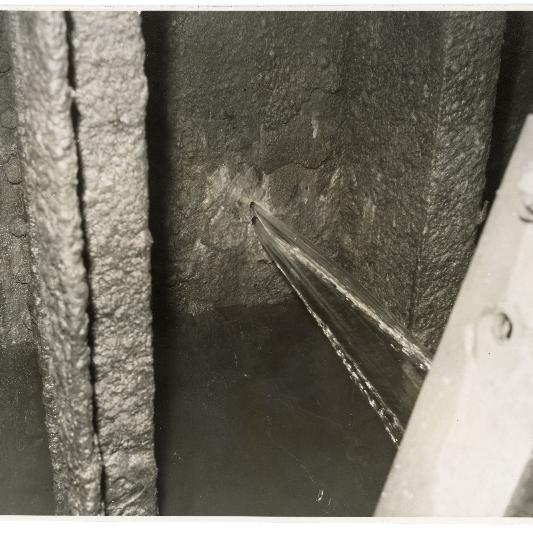 State Dockyard Floating Dock- Hole in Number 28 Tank Bulkhead