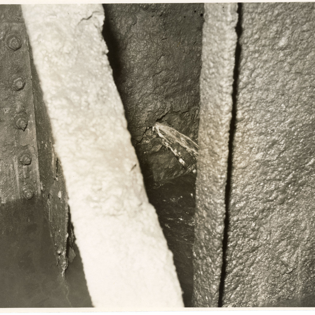 State Dockyard Floating Dock- Hole in Outer Dock Wall, Number 28 Tank