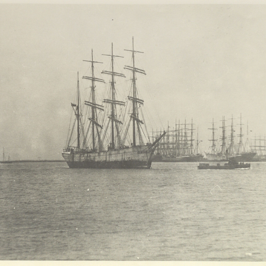 Sailship under Tow in North Harbour, Newcastle Harbour