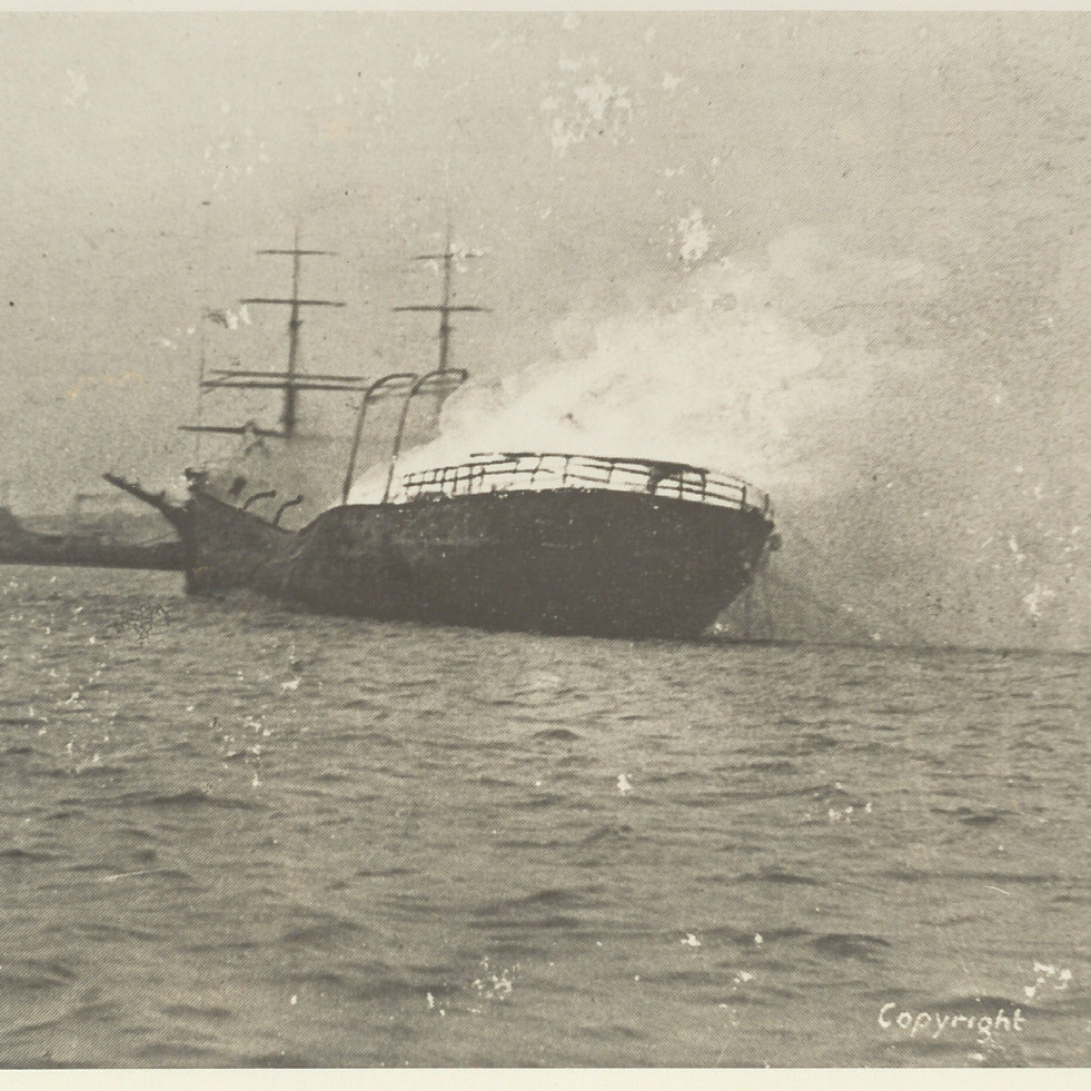 Burned Out Wreck of 'Itata' in Newcastle Harbour, 12th January 1906