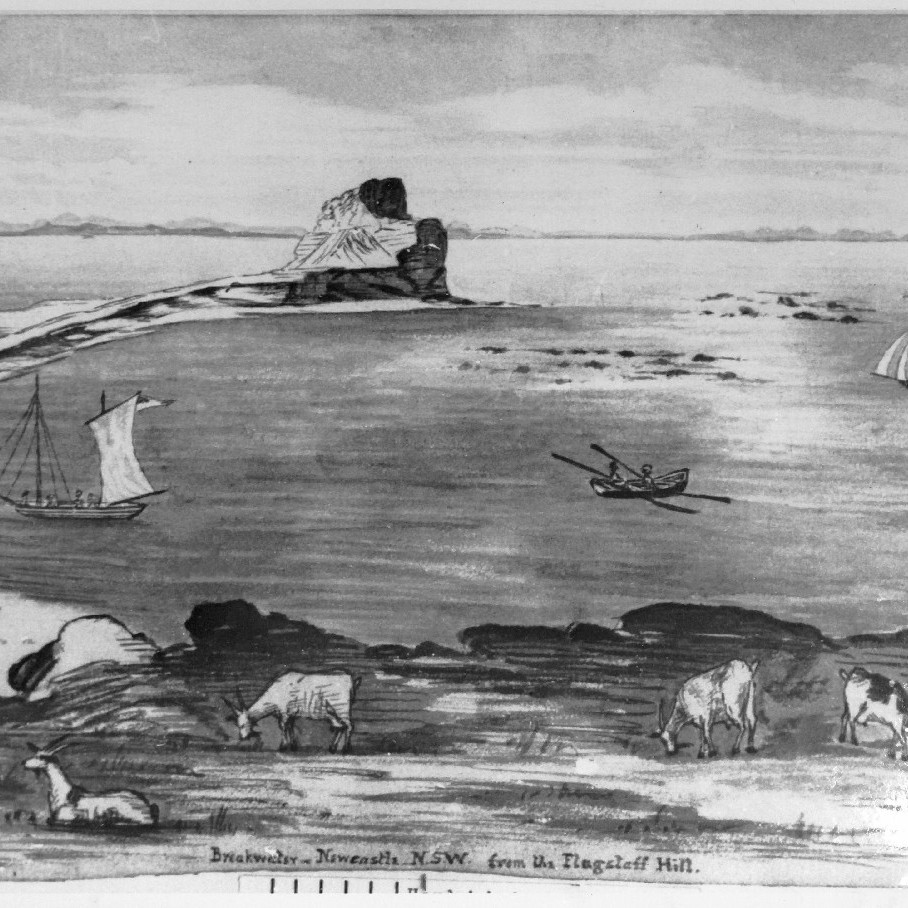 Painting - "Breakwater - Newcastle, N.S.W. from the Flagstaff Hill."