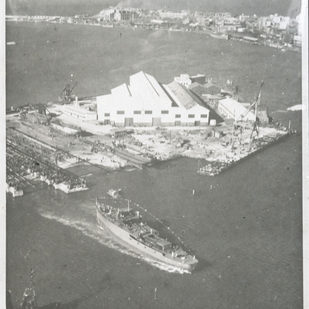 Launch of 'H.M.A.S. Strahan' at Newcastle State Dockyard, July 12 1943