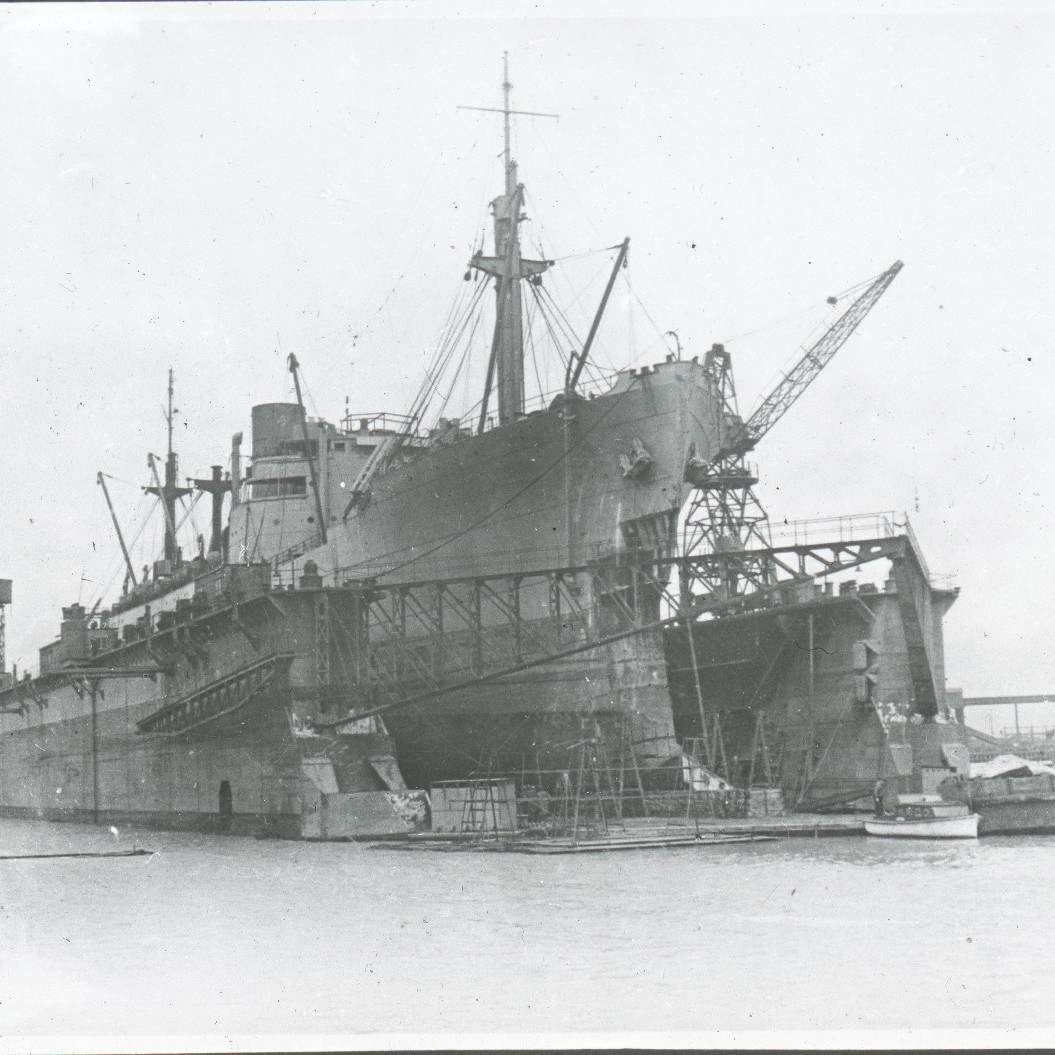 Steamship 'T.S.S. Perthshire' in Floating Dock at Walsh Island site