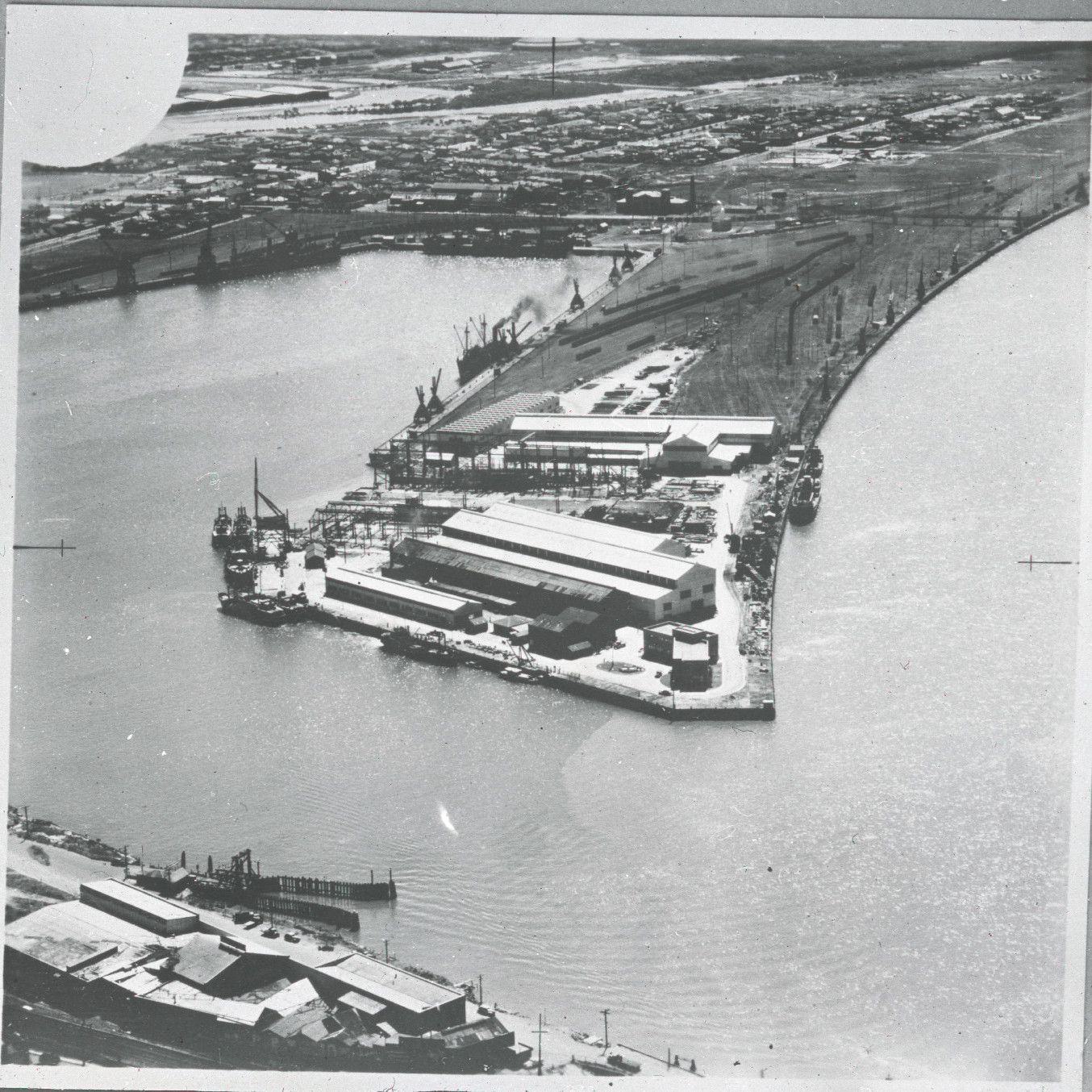 Aerial photograph of Newcastle State Dockyard, March 1944