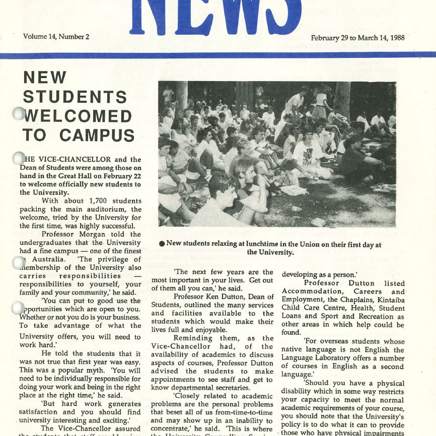 The University of Newcastle University News, Vol. 14, No. 2, February 29 - March 14, 1988