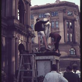 Students with ANZAC statue [1960s]