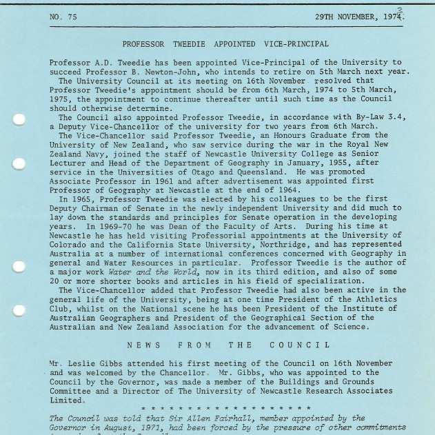 University News, The University of Newcastle, No. 75, 29 November 1973