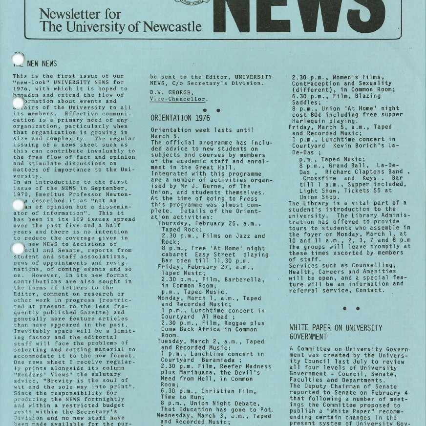 University News, The University of Newcastle, Vol. 2, No. 1, 26 February 1976