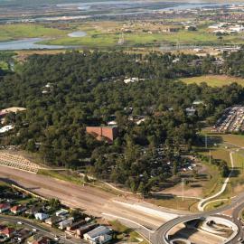 An aerial view of the roundabout on State Highway 23 that is situated near the University of Newcastle, Australia - 1992