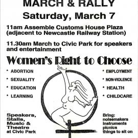 1992 Newcastle International Women's Day March and Rally poster