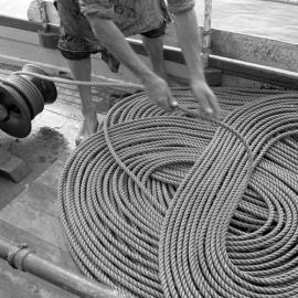 Rope pattern - coiling ropes by hand on a trawler off Port Stephens (Jack Jenson on Viking)