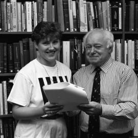 Professor Frank Clarke with an unidentified student, the University of Newcastle, Australia - 1992