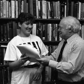 Professor Frank Clarke with an unidentified student, the University of Newcastle, Australia - 1992