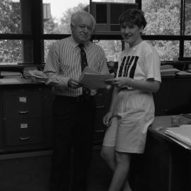 Professor Frank Clarke with an unidentified student, the University of Newcastle, Australia - 1992