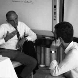Terry Geddes  (lef) -  (Senior Instructional Designer) from Charles Sturt Unversity with an unidentified man, the University of Newcastle, Australia - 1992