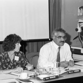 Professor Jenny Graham and Morteza Honari at an unidentified event, the University of Newcastle, Australia - 1992