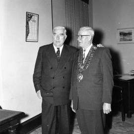Alec McDonald and Mr. Menzies at Maitland Town Hall, NSW, 1961