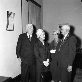 Robert Menzies being met by the Mayor at Maitland Town Hall, NSW, 1961