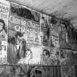 Old film posters in a shed at the rear of architect Ian Pender’s office at Maitland, NSW, 1971