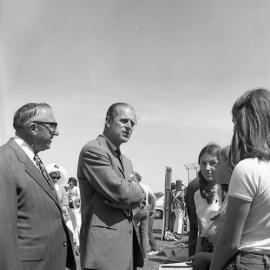 Prince Philip talking to school girls