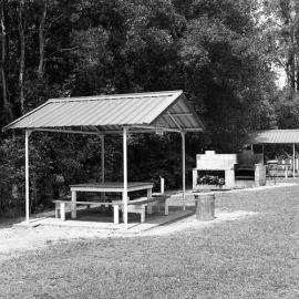 Fireplace and shelter in picnic ground, Chichester Dam, Barrington Tops, NSW