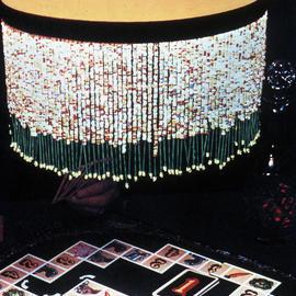 Colourful lampshade over board game "Hare & Tortoise (1973)"