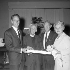 Rev. Brook of Paterson and three unidentified persons, Paterson Church, NSW, Australia, 1969