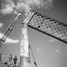Pylon, demolition of old Belmore Bridge, Maitland, NSW, 1965