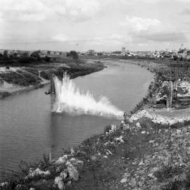 Old Belmore Bridge during demolition, Maitland, NSW, 1965
