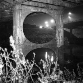Pier of old Belmore Bridge during demolition, Maitland, NSW, June 12 1965