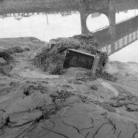 Damage from flooding at old Belmore Bridge, Maitland, NSW