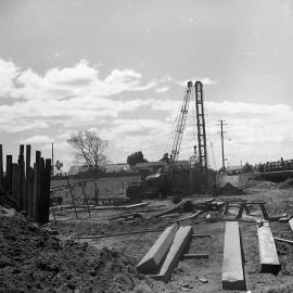 Construction of new Belmore Bridge, Maitland, NSW, 1961 