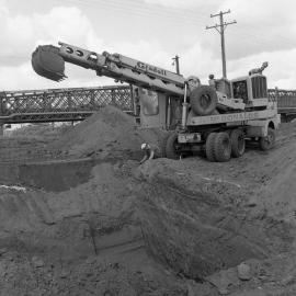 Hole being dug for new Belmore Bridge, Maitland, NSW, 1961 
