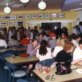 Hospital staff eating lunch at the Royal Newcastle Hospital Christmas function, Newcastle, NSW, 1994