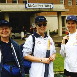 At the end of the Telethon walk, John Hunter Hospital to the Royal Newcastle Hospital, outside the McCaffrey Wing, 21 September 1997