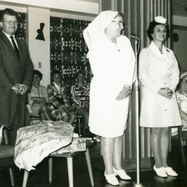 Presentation involving the "Pink Ladies", volunteers, Royal Newcastle Hospital, Newcastle, NSW