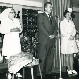Presentation involving the "Pink Ladies", volunteers, Royal Newcastle Hospital, Newcastle, NSW