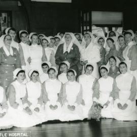 Matron Agnes Porter, centre left and Irene Hall, centre right, with a group of student nurses, Royal Newcastle Hospital 