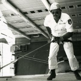 Newcastle Police Rescue Squad, abseiling training at the Royal Newcastle Hospital, Newcastle, NSW, 16 January 1995