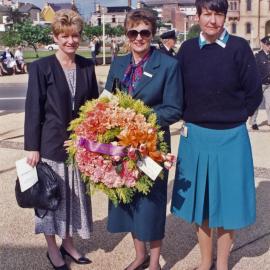 Deidre Anderson, centre, at an ANZAC Day ceremony, Newcastle, NSW