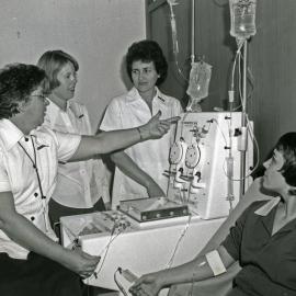 Nurses [with a dialysis machine], Royal Newcastle Hospital, Newcastle, NSW
