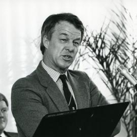Dr Neal Blewett, front, with Peter Anderson, State Health Minister in background, Royal Newcastle Hospital, [n.d.]