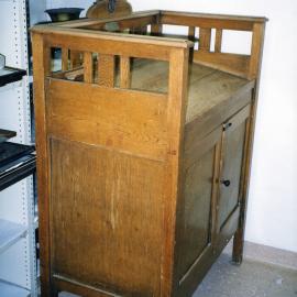 Writing desk, with Newcastle Hospital emblem, Royal Newcastle Hospital, Newcastle, NSW